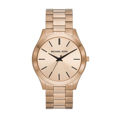 Michael Kors Slim Runway Three-Hand MK9122 Steel - Station Gold-Tone - Watch Stainless Watch Beige