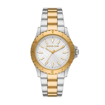 Michael Kors Everest Three-Hand Gold-Tone Watch MK9078 Station Steel Stainless - Watch 