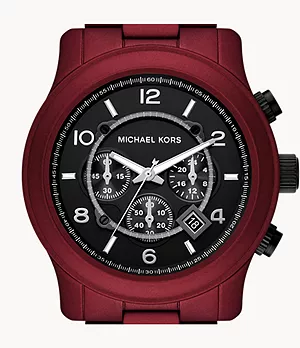 Michael Kors Runway Chronograph Red Matte Coated Stainless Steel Bracelet Watch
