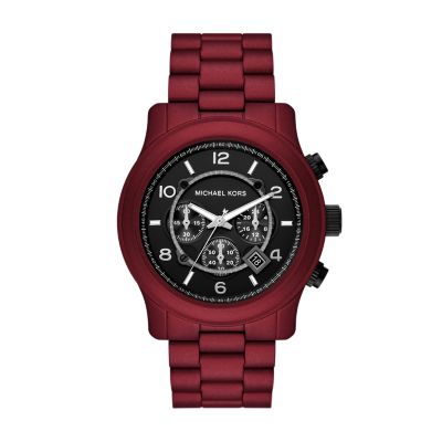 Michael Kors Men's Runway Chronograph Red Matte Coated Stainless Steel Bracelet Watch - Red