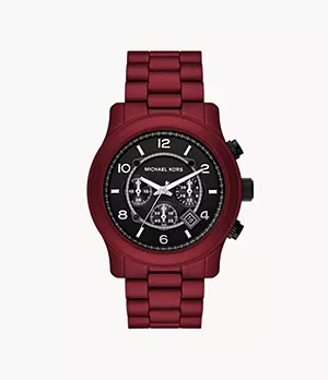 Michael Kors Runway Chronograph Red Matte Coated Stainless Steel Bracelet Watch
