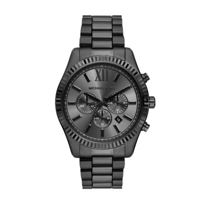 Michael Kors Men's Lexington Chronograph Black Stainless Steel Watch - Black