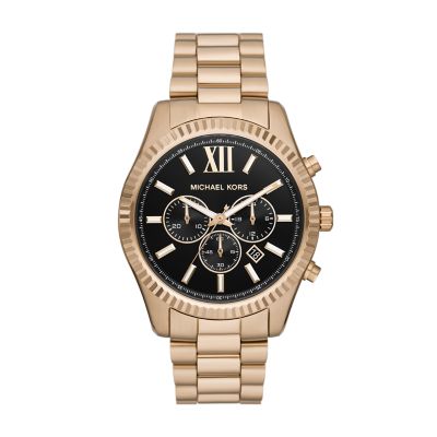 Michael Kors Lexington Chronograph Beige Gold Tone Stainless Steel Watch MK9155 Watch Station