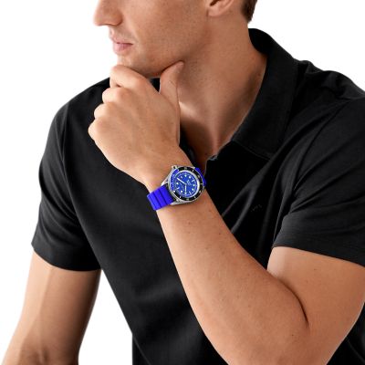 Michael Kors Maritime Three-Hand Date Blue Silicone Watch - MK9156 