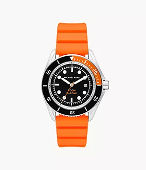 Michael Kors Maritime Three-Hand Date Orange Silicone Watch