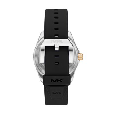 Michael Kors Maritime Three-Hand Date Black Silicone Watch 