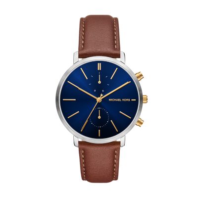 Brown for Michael Kors Blake Multifunction Black Leather Watch