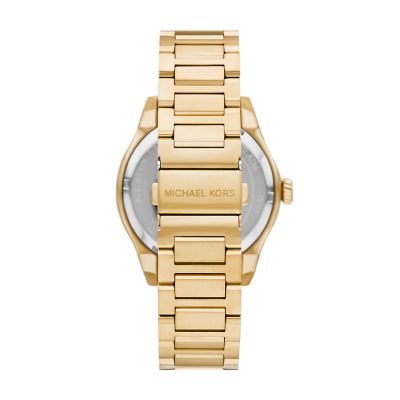 Michael Kors アナログ時計 ホワイト/ゴールド Michael Kors Panorama Automatic Gold-Tone Stainless Steel