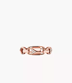 Michael Kors Women's 14k Rose Gold-plated Sterling Silver Padlock Ring