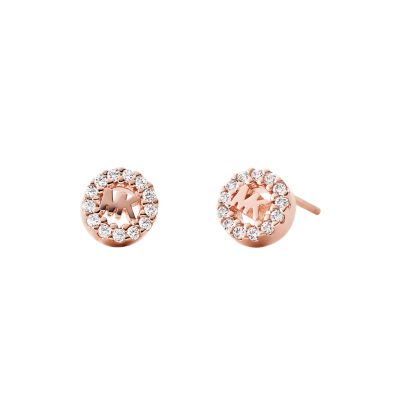 Michael Kors Women's 14k Rose Gold-plated Sterling Silver Logo Studs