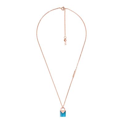 michael kors padlock necklace rose gold