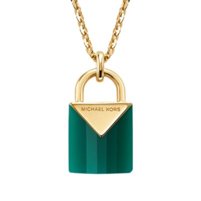 michael kors rose gold padlock necklace