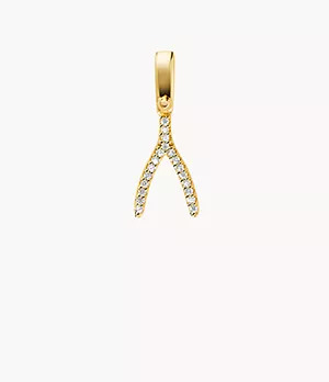 Michael Kors Women's Pavé 14k Gold-plated Sterling Silver Wishbone Charm