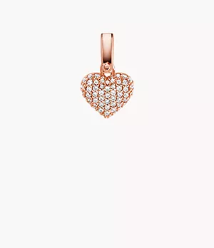 Michael Kors Women's 14k Rose Gold-plated Sterling Silver Pave Heart Charm