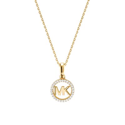 Michael Kors Women's 14k Gold-plated Sterling Silver Logo Starter Necklace