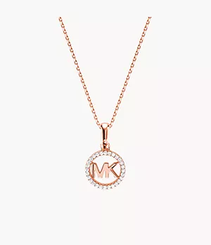 Collier de base à logo en argent sterling plaqué or rose 14 carats pour femmes Michael Kors