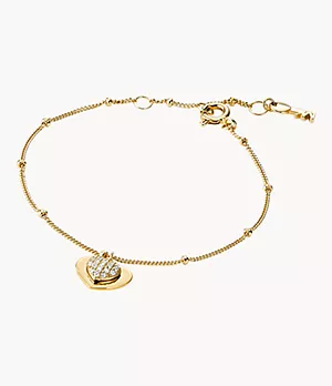 Bracelet en argent sterling plaqué or 14 carats en forme de cœur avec pavé pour femmes Michael Kors