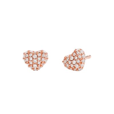 Michael Kors Women's Pavé Heart 14k Rose Gold-plated Sterling Silver Stud  Earrings
