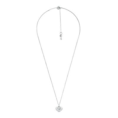 Michael Kors Women's Pavé Heart Sterling Silver Necklace