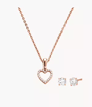 Michael Kors 14k Rose Gold-Plated Sterling Silver Necklace and Earrings Set
