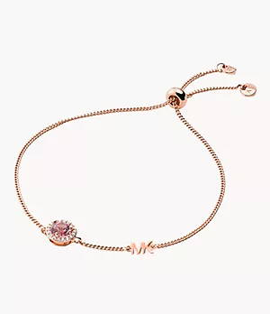 Bracelet à fermoir coulissant Kors MK en argent 925, plaqué or rose, avec halo de cristaux