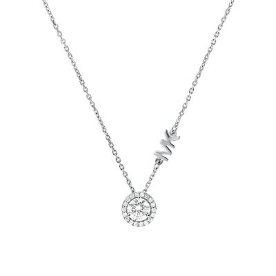 Michael Kors Women's Sterling Silver Cz Pendant Necklace - Silver