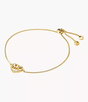 Bracelet coulissant avec logo en forme de cœur en argent sterling plaqué or 14 carats Michael Kors