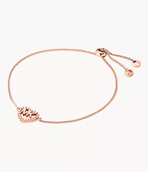 Michael Kors 14k Rose Gold- Plated Sterling Silver Heart Logo Slider Bracelet