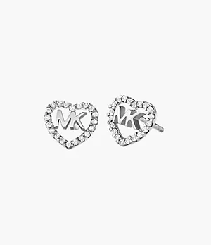 Clous d’oreilles Michael Kors en argent 925 en forme de cœur avec logo