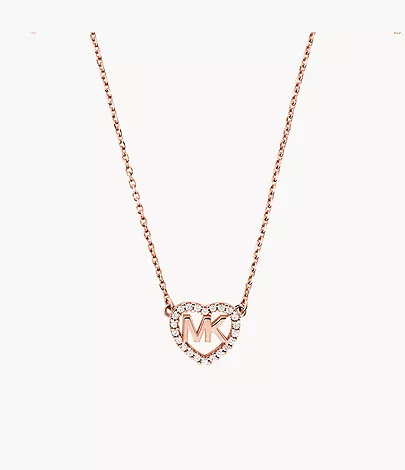 Michael Kors 14k Rose Gold-Plated Sterling Silver Heart Logo Necklace