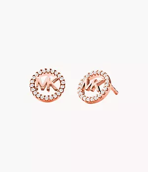 Michael Kors 14k Rose Gold- Plated Sterling Silver Logo Stud Earrings