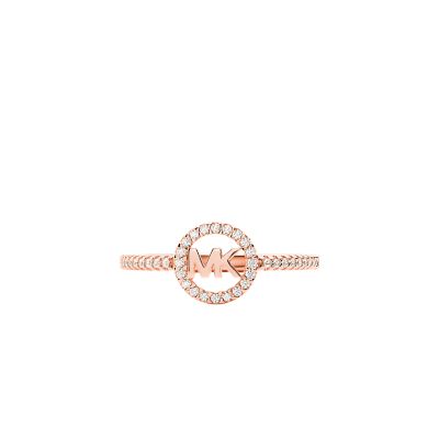 Michael Kors 14k Rose Gold-Plated Sterling Silver Logo Ring - MKC1250AN791001 Watch Station