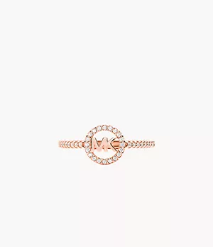 Michael Kors 14k Rose Gold-Plated Sterling Silver Logo Ring