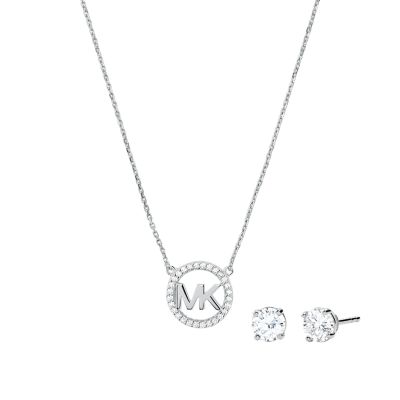Michael Kors Sterling Silver Necklace Box Set - - Watch