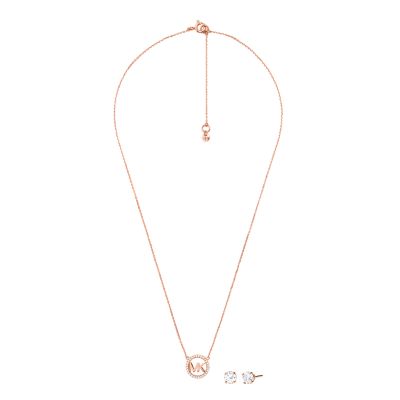 Michael Kors 14k Rose Gold-Plated Sterling Silver Necklace Box Set
