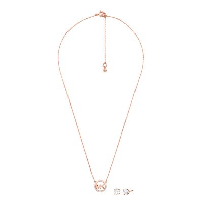 Michael Kors 14k Rose Gold-Plated Sterling Silver Necklace Box Set