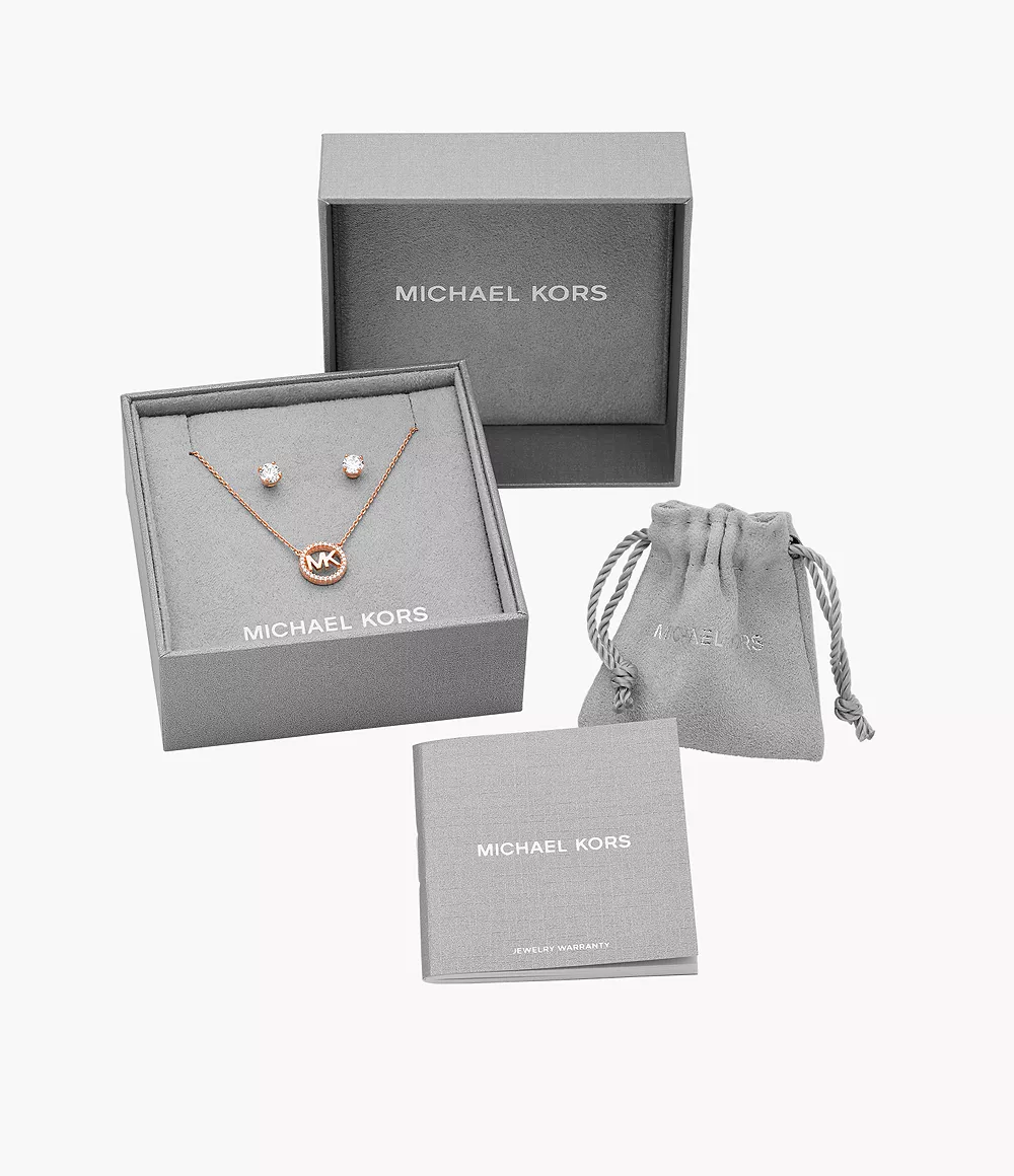 Michael Kors 14k Rose Gold-Plated Sterling Silver Necklace Box Set 