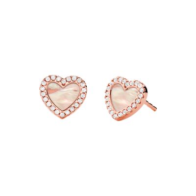 Michael Kors Love Pave and Mother of Pearl Heart Earrings