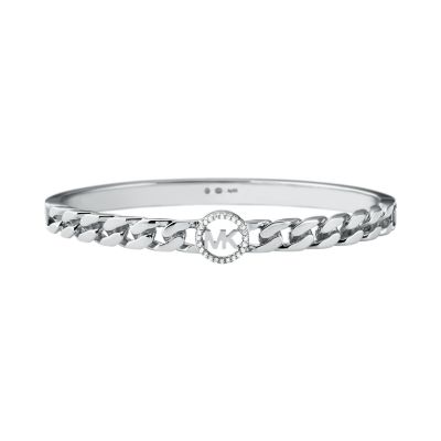 Michael Kors Women's Sterling Silver Frozen Curb Chain Bangle Bracelet - Silver