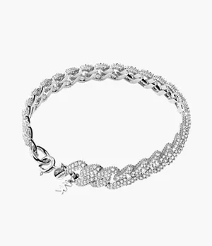 Michael Kors Statement Link Sterling Silver Pavé Curb Chain Line Bracelet