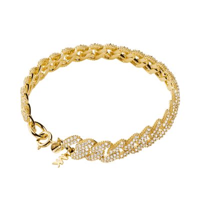 Michael Kors Statement Link 14k Gold-Plated Sterling Silver Pavé Curb Chain  Line Bracelet - MKC1427AN710 - Watch Station