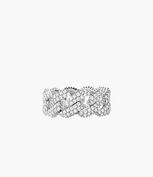 Michael Kors Statement Link Sterling Silver Frozen Pavé Curb Chain Ring