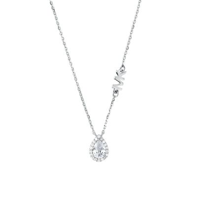 Michael kors silver pendant on sale necklace