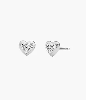 Michael Kors Sterling Silver Pavé Heart Stud Earrings