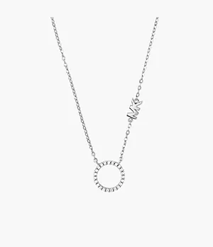 Michael Kors Sterling Silver Pavé Circle Pendant Necklace