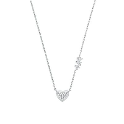 Stereotype Overlegenhed nominelt Michael Kors Sterling Silver Pavé Heart Pendant Necklace - MKC1459AN040 -  Watch Station