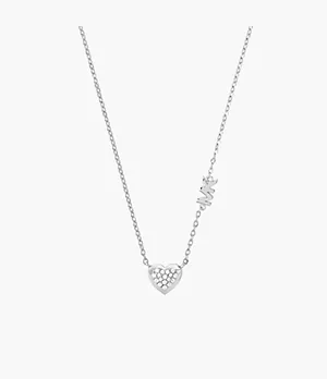 Michael Kors Sterling Silver Pavé Heart Pendant Necklace