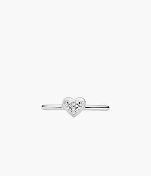 Michael Kors Sterling Silver Pavé Heart Focal Ring