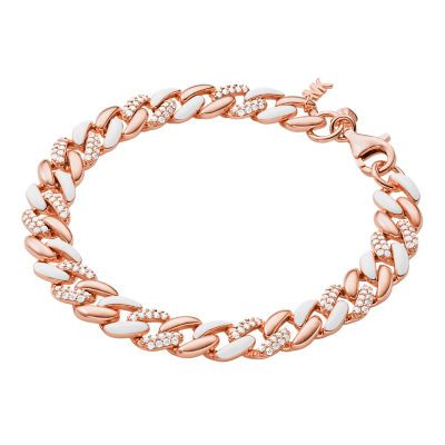 MK Armband Statement Link Panzerkette Pavé Emaille Sterlingsilber  