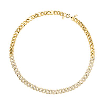 MK Statement Link 14k Gold-Plated Sterling Silver Pavé Curb Chain Necklace  - MKC1489AN710 - Watch Station